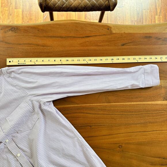 Alexandre of London Mens Size 15 Lilac Striped Long Sleeve Button Up Shirt - Picture 5 of 10